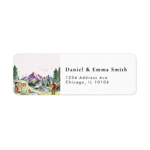 Watercolor Mountain Colorado Rustic Return Address
