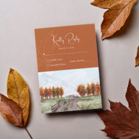 Watercolor Mountain Fall Autumn Trees Leaf Wedding