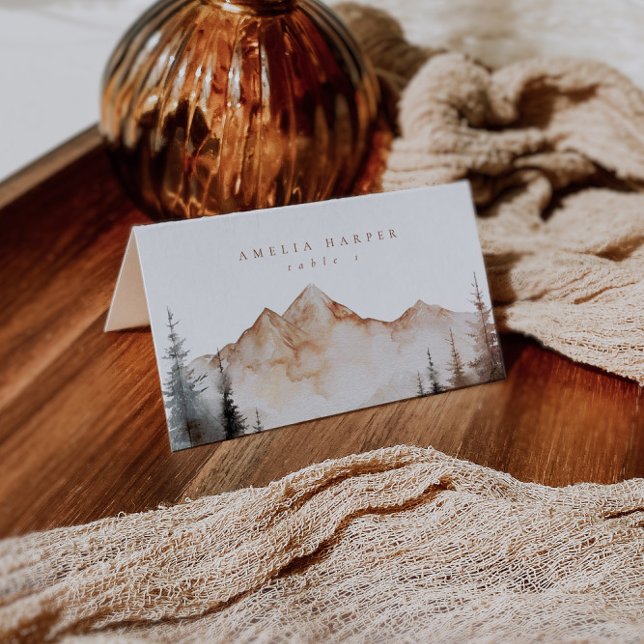 Watercolor Mountain Fall Outdoor Wedding  Place Card (Creator Uploaded)