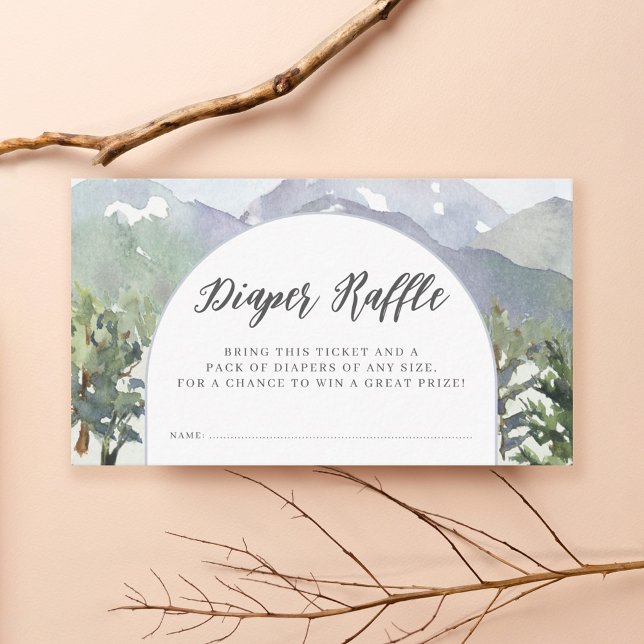 Watercolor Mountain Forest Arch Diaper Raffle Enclosure Card (Creator Uploaded)