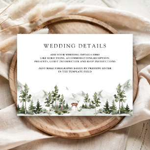 Watercolor Mountain Forest Deer Wedding Details Enclosure Card