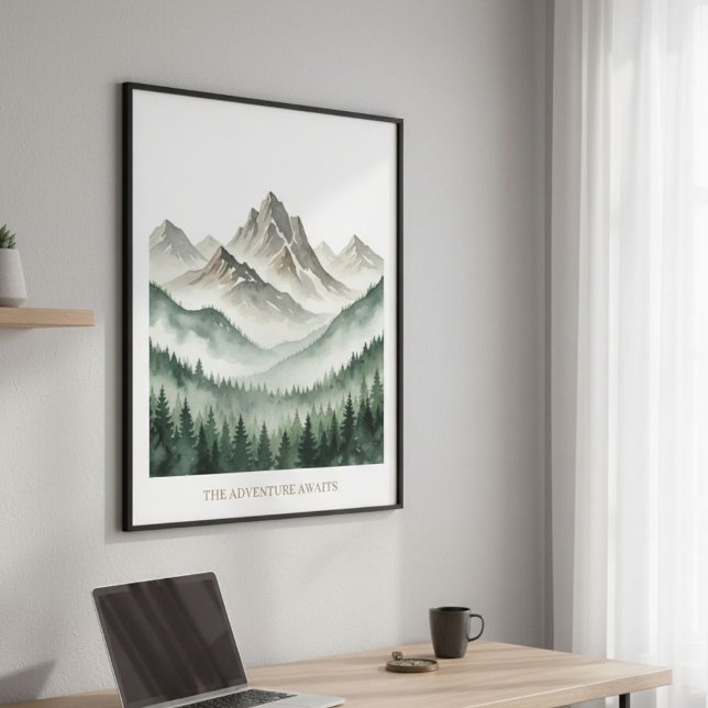 Watercolor Mountain Forest Poster  (Creator Uploaded)