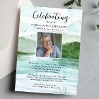 Watercolor Mountain Lake Celebration of Life Photo