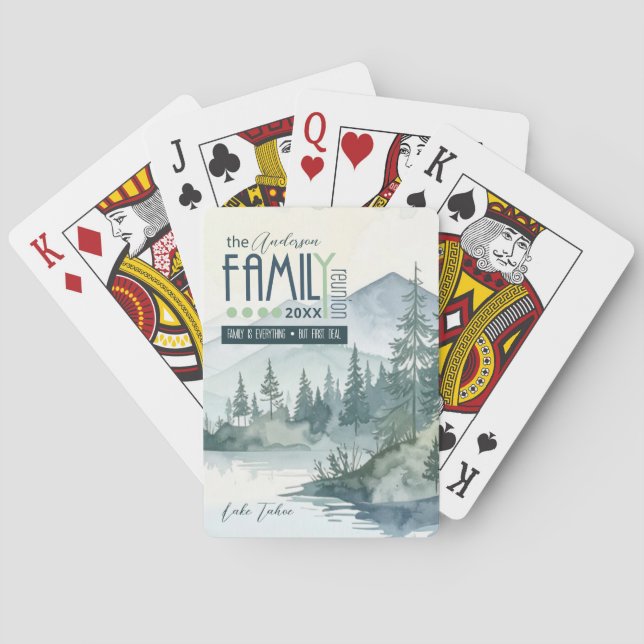 Watercolor Mountain Lake Family Reunion ID1128 Playing Cards (Back)