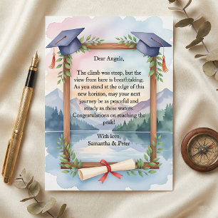 Watercolor Mountain Lake Journey Graduation Card