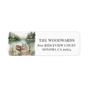 Watercolor Mountain Lake Return Address