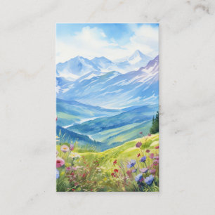 Watercolor Mountain Landscape Background Business Card