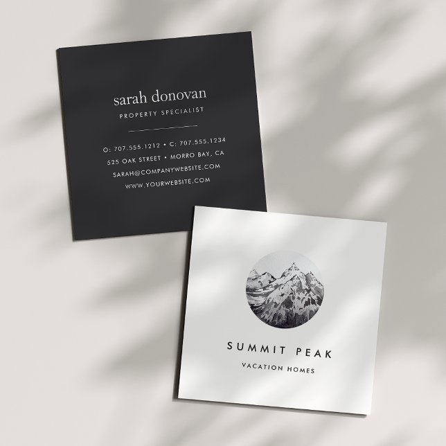 Watercolor Mountain Logo Square Business Card (Creator Uploaded)