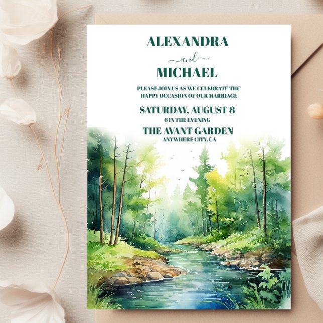 Watercolor Mountain Meadow Wedding Invitation (Creator Uploaded)