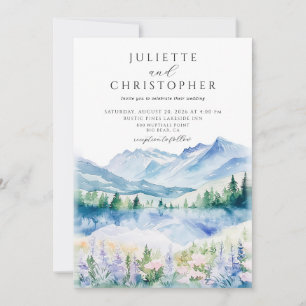 Watercolor Mountain Meadow Wildflowers Wedding Invitation