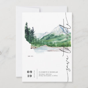 Watercolor Mountain   Montana Map Save the Date