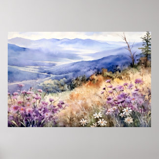 Watercolor Mountain Nature Print