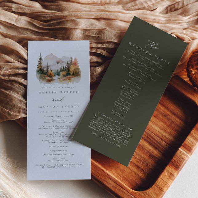 Watercolor Mountain Order of Events Program (Creator Uploaded)