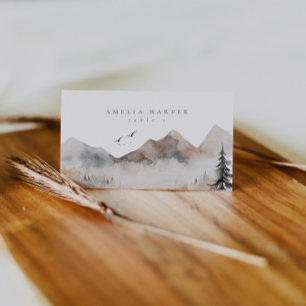 Watercolor Mountain Outdoor Wedding  Place Card
