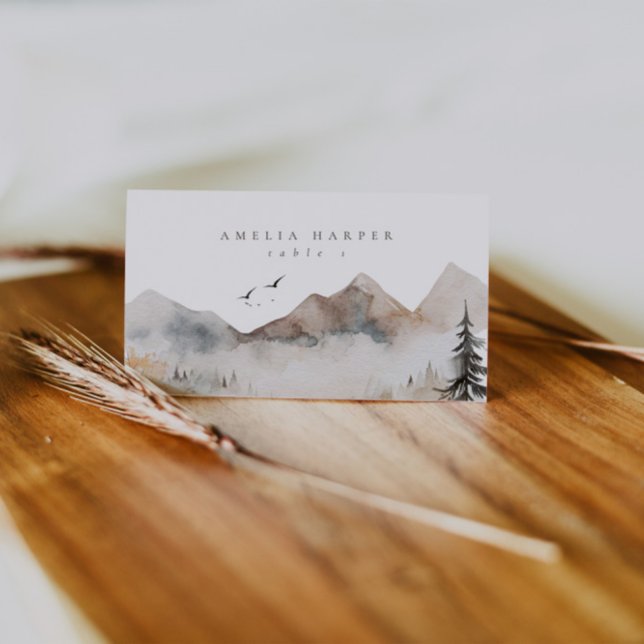 Watercolor Mountain Outdoor Wedding  Place Card (Creator Uploaded)