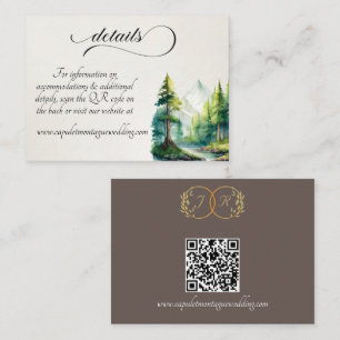 Watercolor Mountain, QR Code & Monogram - Mocha Enclosure Card
