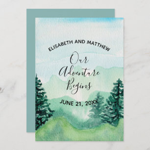 Watercolor Mountain Save the Date Invitation