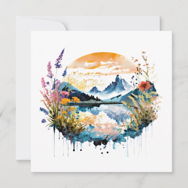 Watercolor mountain scene card (Front)