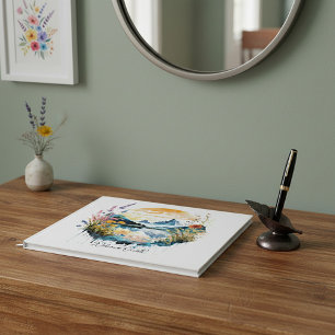 Watercolor mountain scene custom guest book
