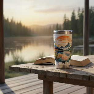 Watercolor mountain scene personalised insulated tumbler