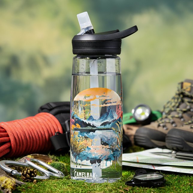 Watercolor mountain scene water bottle (Creator Uploaded)
