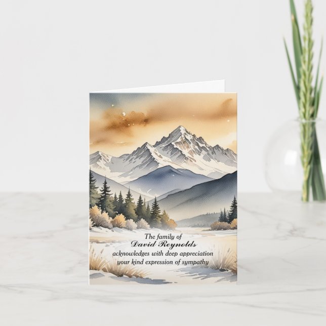 Watercolor Mountain Snow Sympathy Card (Front)