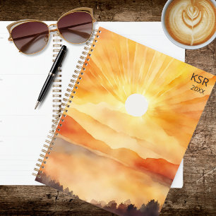 Watercolor Mountain Sunset Planner