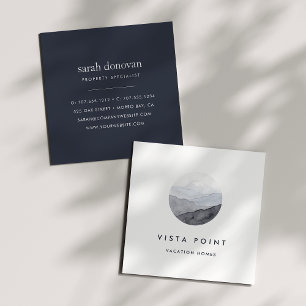 Watercolor Mountain Vista Logo Square Business Card