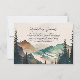Watercolor Mountain Wedding Details Invitation