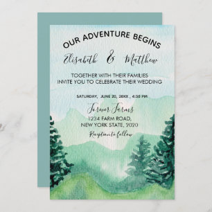Watercolor Mountain Wedding Invitation