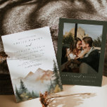 Watercolor Mountain Wedding Invitation<br><div class="desc">This is a mountain wedding invitation featuring a beautiful watercolor fall mountain scene and an elegant font pairing. Edit all wording and all colours except for the colour of the watercolor mountain scene. The colour of the evergreen drop is not editable. // For matching items, please visit the "SAWYER" collection...</div>