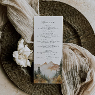 Watercolor Mountain Wedding Menu