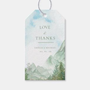Watercolor Mountain Wedding Thank You Favour Tag