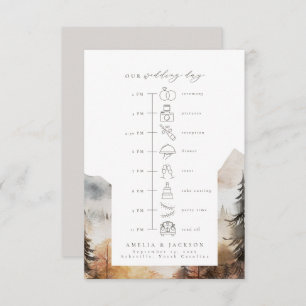 Watercolor Mountain Wedding Timeline with Icons Enclosure Card
