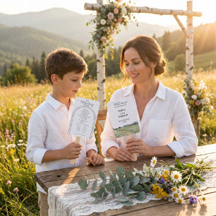 Watercolor Mountain Wildflower Boho Arch Wedding  Hand Fan