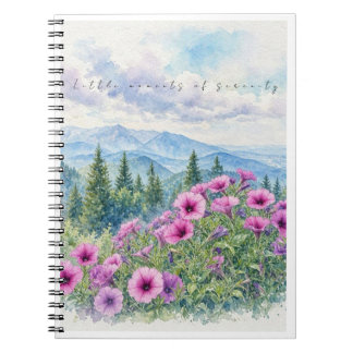 Watercolor Mountain Wildflowers and Serenity Notebook