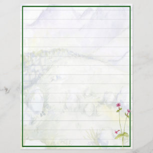 Watercolor mountains and flowers