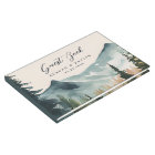 Watercolor Mountains And Pines Rustic Wedding