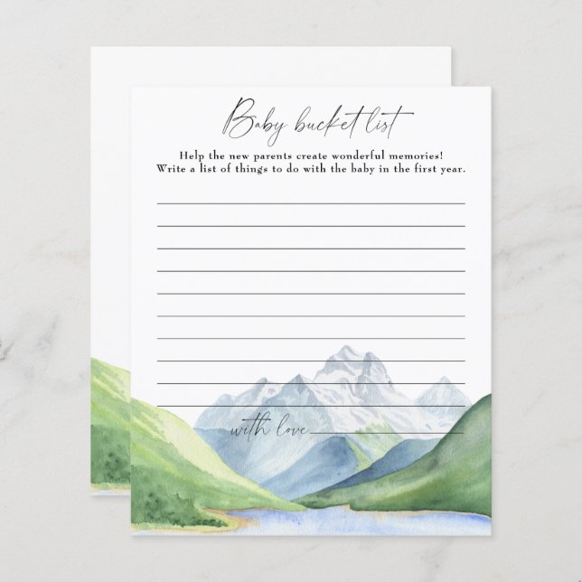 Watercolor mountains - bucket list game (Front/Back)