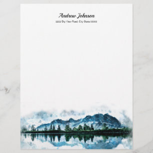 Watercolor Mountains Custom Letterhead