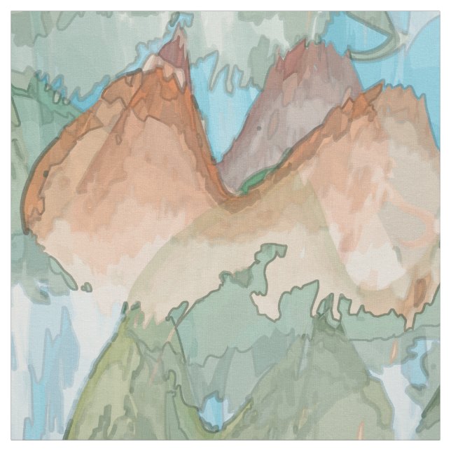 watercolor mountains fabric (Swatch)