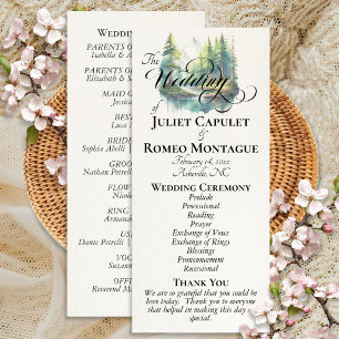 Watercolor Mountains - Ivory Wedding Programme