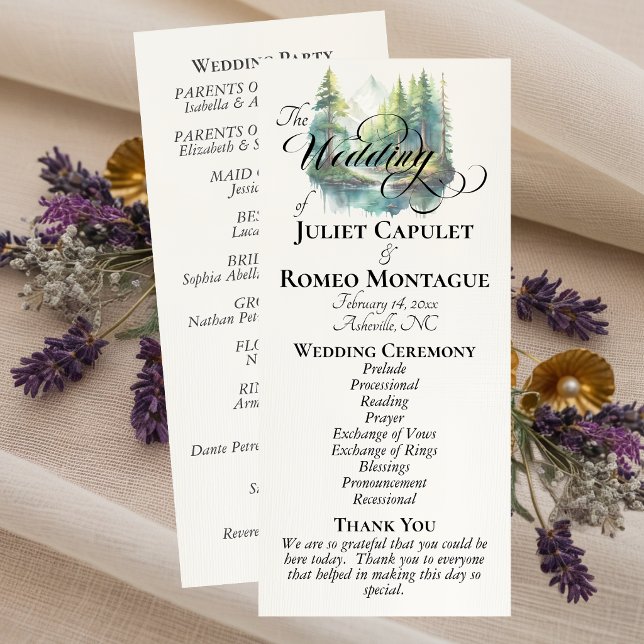 Watercolor Mountains - Ivory Wedding Programme (Creator Uploaded)