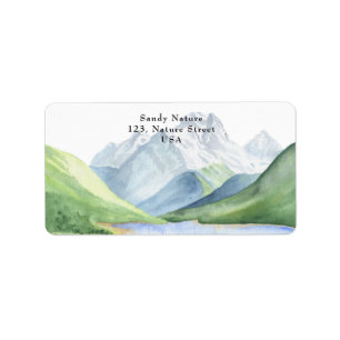 Watercolor mountains - Let the adventure begin Label