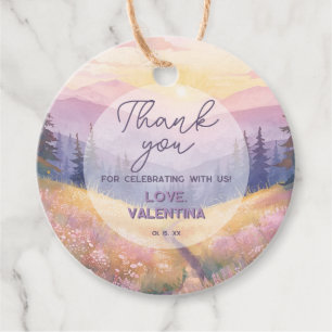 Watercolor Mountains Nature Birthday Thank You Favour Tags