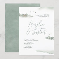 Watercolor Mountains Outdoor Destination Wedding