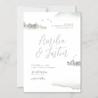Watercolor Mountains Outdoor Destination Wedding