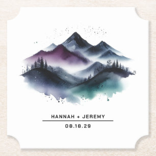 Watercolor Mountains Paper Coaster