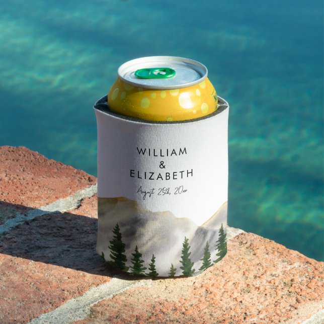 Watercolor Mountains Personalised  Can Cooler (In Situ Pool)