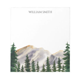 Watercolor Mountains Personalised Notepad